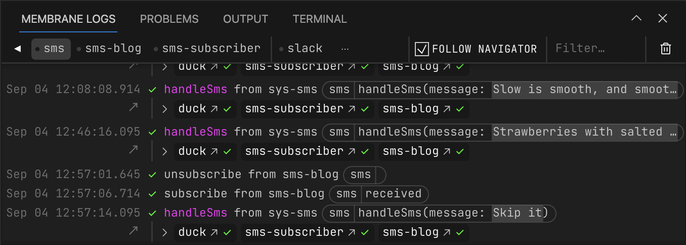 Membrane Logs with new back navigation